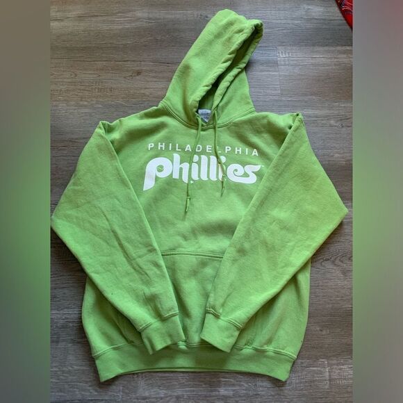 Philadelphia Phillies Sweatshirt Hoodie Pullover Sweatshirt Lime Green Comfy M - Picture 1 of 7